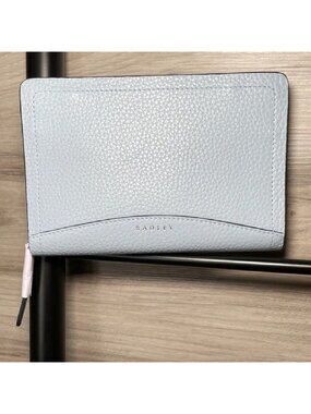 NWT- Radley London Pebble Leather Medium Zip Around Wallet, Light Pastel Blue